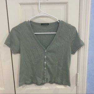 Brandy Melville Button Up T-Shirt Light Green Comfy